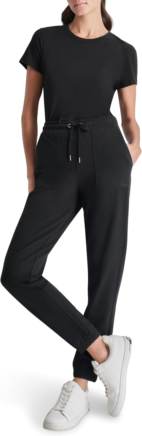 DKNY Womens Smocked Drawcord Waistband Knit Jogger - Image 2