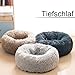 Lucky Sign - Katzenbett Hundebetten Rundes Kuschelbett Hundekörbchen Katzenkorb Zum Schlafen Hundekissen Waschbar Katzenschlafplatz für Katzen und kleine Hunde, (L) 60 cm Ø - Hellgrau