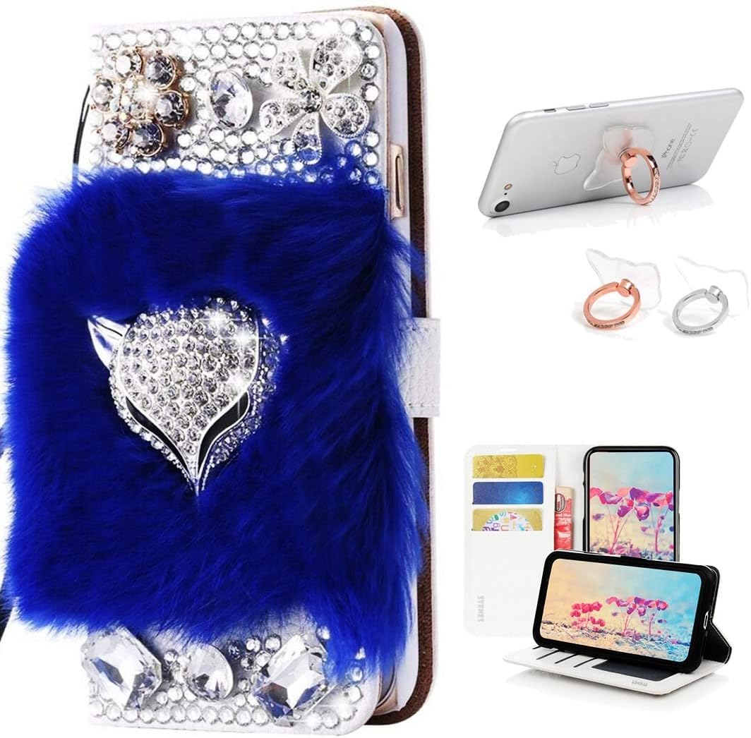 STENES Bling Wallet Phone Case Compatible with LG Stylo 6 - Stylish - 3D Handmade Crown Dance Flowers Girl Flowers Floral Leather Cover with Ring Stand Holder [2 Pack] - Colorful