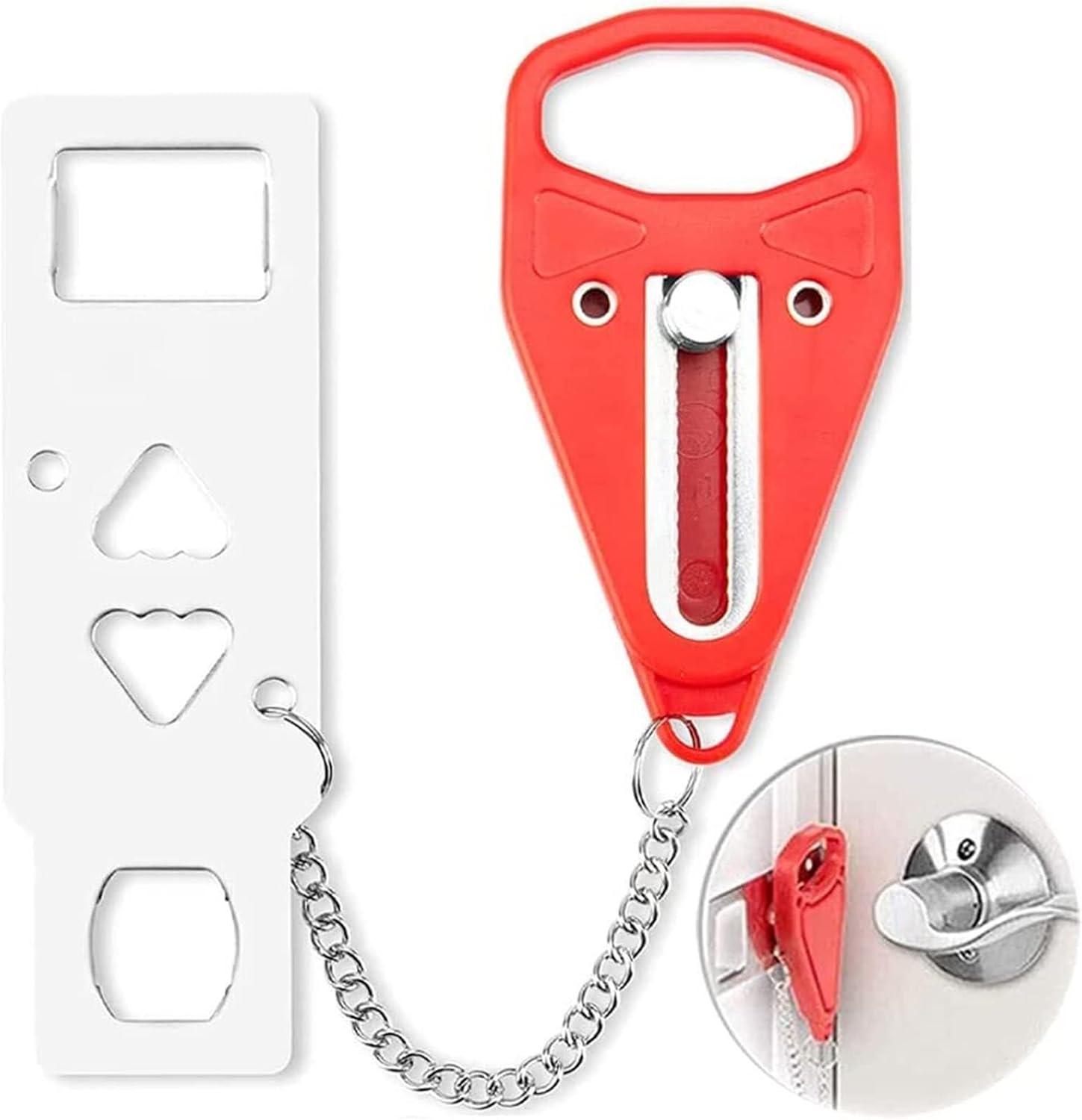 Zinc Alloy Door Lock,Stainless Steel Latch Lock，Portable Door Lock Double Hole Security Door Locker Latch Metal Lock Home Room Hotel Theft Security Lock 1Pcs(Rojo)