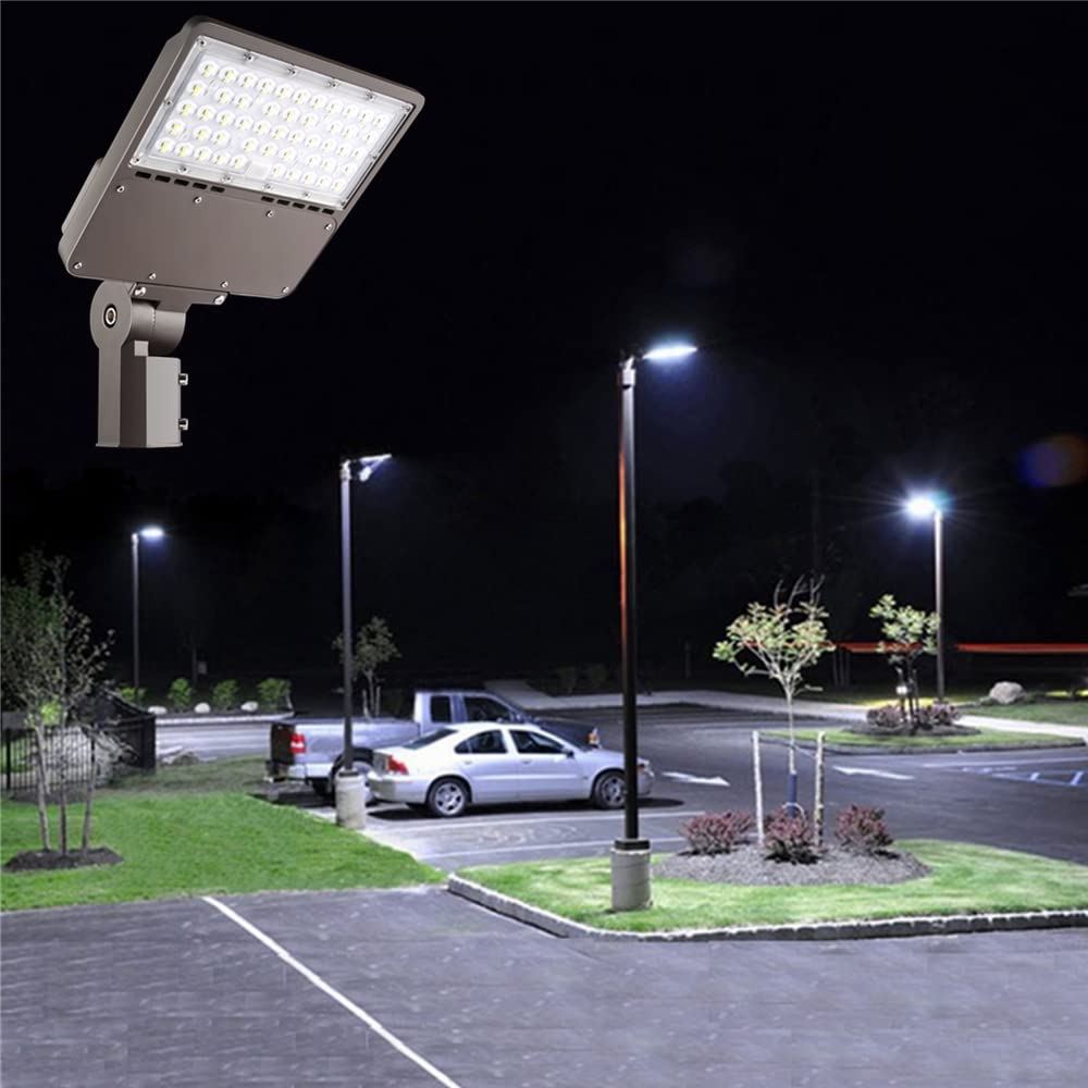 100W Outdoor LED Parking Lot Light with Adjustable Slip Fitter Mount 5000K LED Area Light with Dusk to — view 8