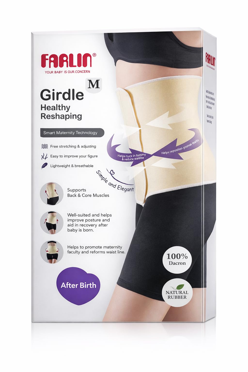 MATERNITY BELT.Postpartum Girdle Belt, Maternity Reshaping Support, Breathable Waist Trainer, 100% Dacron, Natural Rubber, (L)-image-1