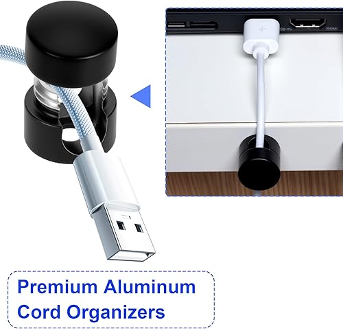 Miniatura 122 de 3 juegos de soportes de cargador para cables, soportes de anclaje de cable ajustables plateados, clips de cable de metal adhesivos, organizadores de