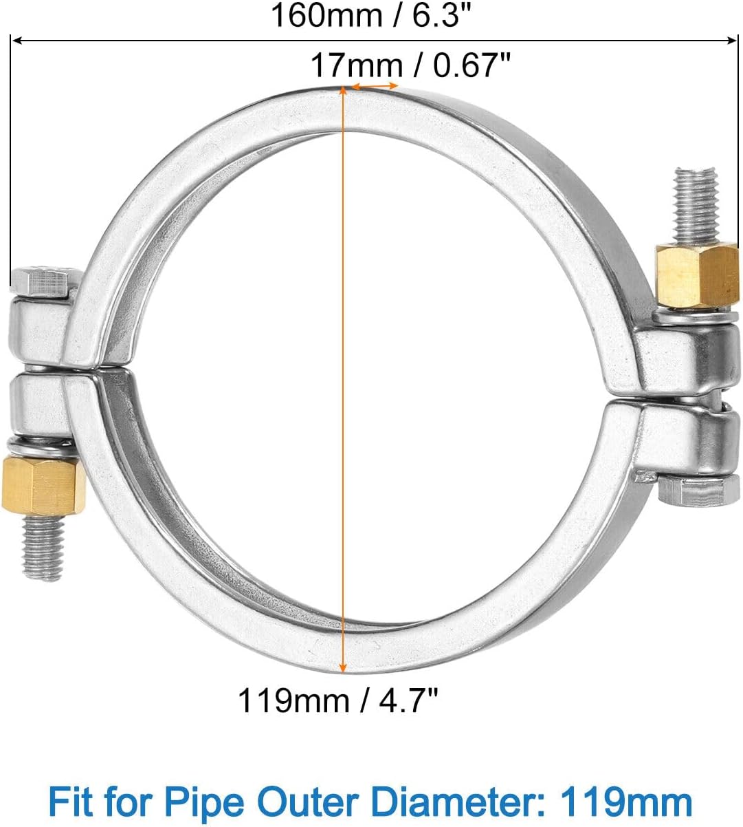 Toolparts And Accessories 4.7" High Pressure Bolted Clamp Strap Double Pin Clamp Strap 160mm Length (#CN#130824-12792)