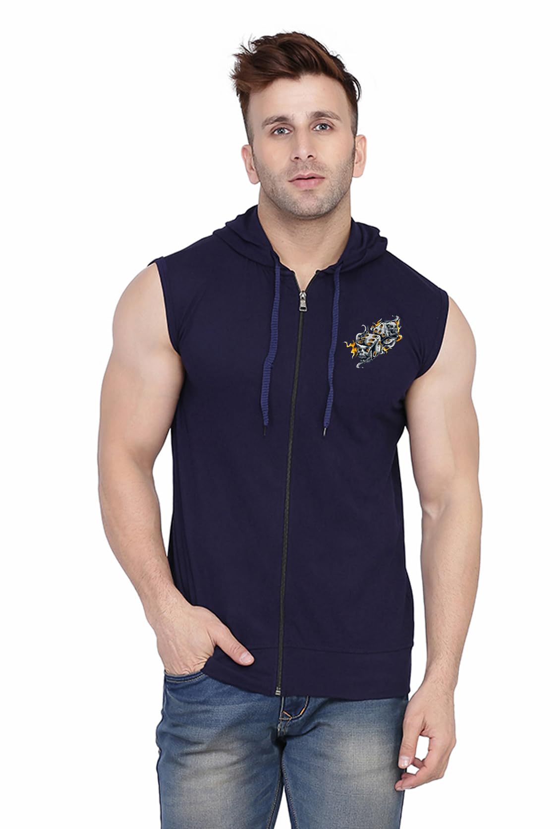 blisstone Men's Hooded Long Sleeve T-Shirt with Chest Print | Cotton Blend Casual & Activewear Hoodie Tee-picture-29