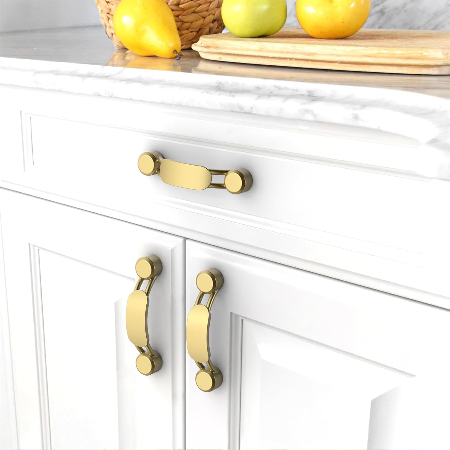 Asidrama 10 Pack 3 Inch(76mm) Brushed Gold Kitchen Cabinet Handles, Cabinet Pulls Kitchen Cabinet Hardware for Cupboard Drawer Pulls