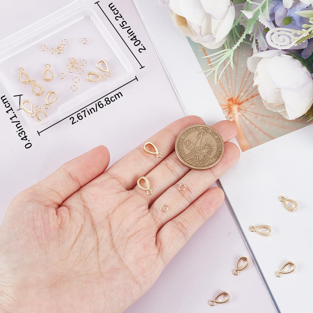 Beebeecraft 16 Bélières Clip Plaqué Or 14K Zircone + 20 Anneaux Sautants - Kit Fermoir Collier Et Pendentif