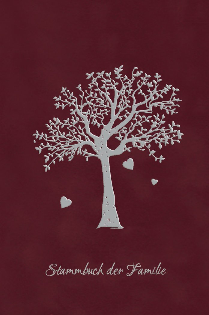 Arbre généalogique A5 bordeaux velours argent pour album de famille