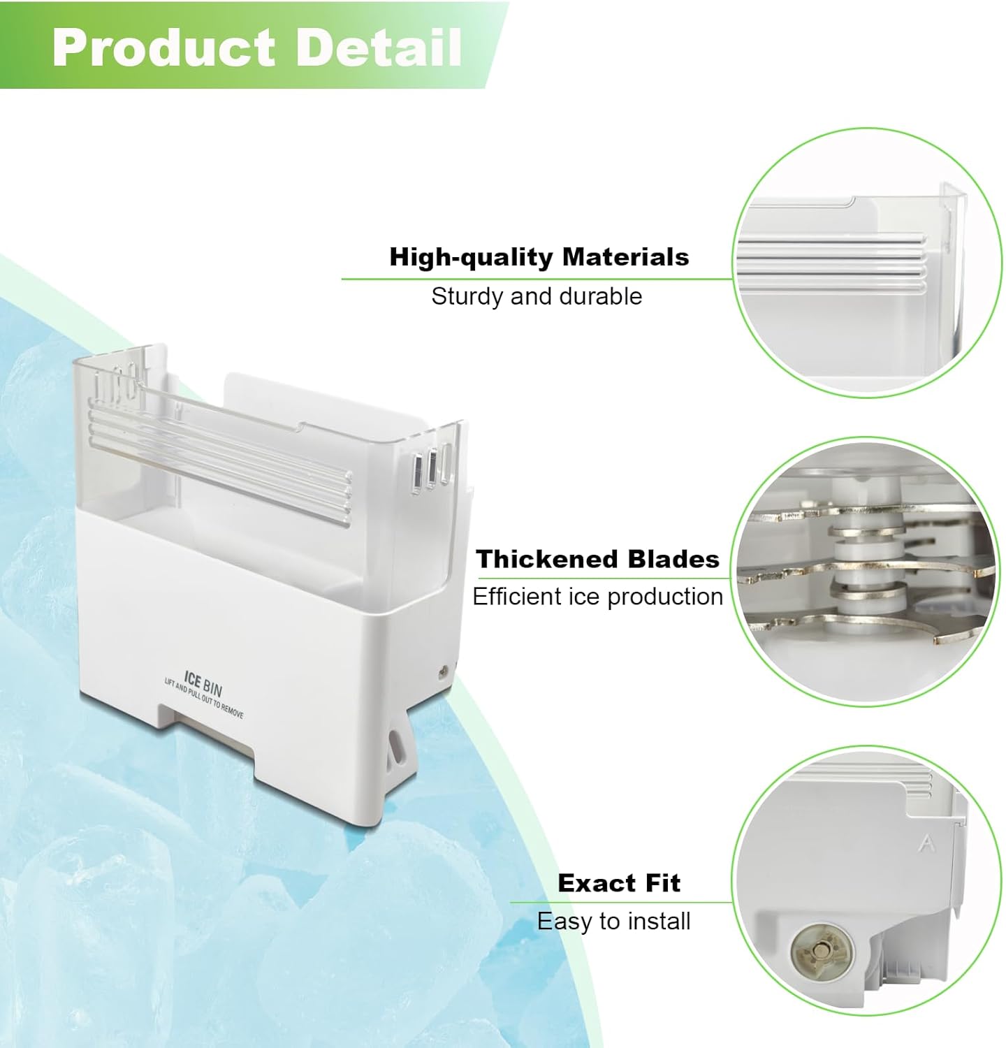 AKC72949319 Ice Bucket Assembly Compatible with LG LFX21976ST LFX25974ST LFX28968ST LFX28979ST Refrigerator Ice Maker Tray, Replaces AKC72949314 AP5677094 2660342 Ice Container
