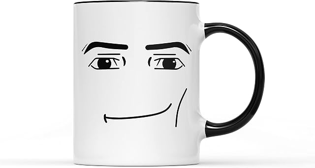 MuggLife Roblox Face Mug - Coffee Tea Cup Perfect Ideal Christmas Birthday Present Gift Heavy Duty Ceramic Handle Coated Dishwasher Microwave Safe (Black Handle) (MUG2099)