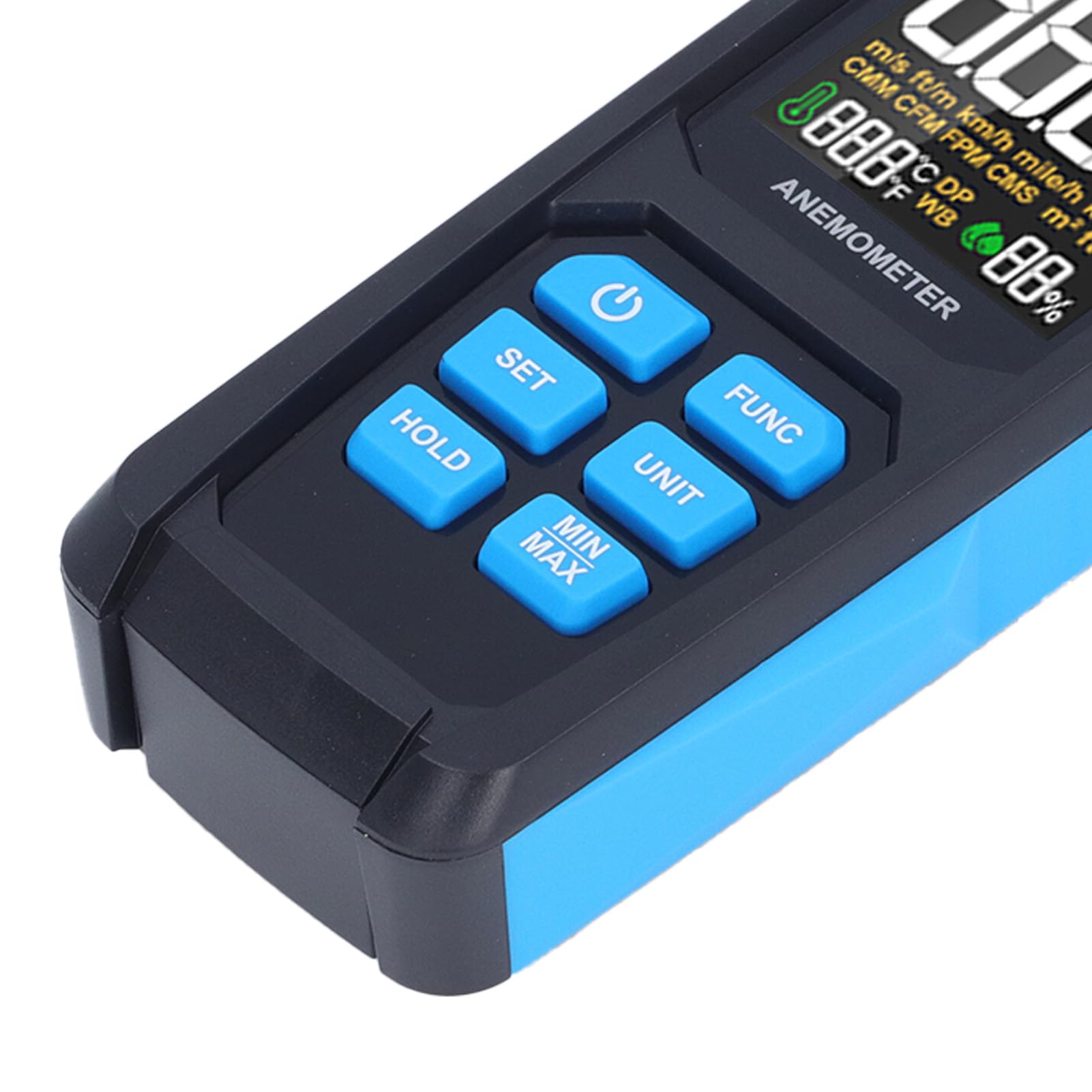 Anemometro Digitale Misuratore Portatile della velocità del Misurazione Accurata dell'umidità della Temperatura per Meteorologia e Uso Industriale ABS Ergonomico 252 X 84 X 33 Mm