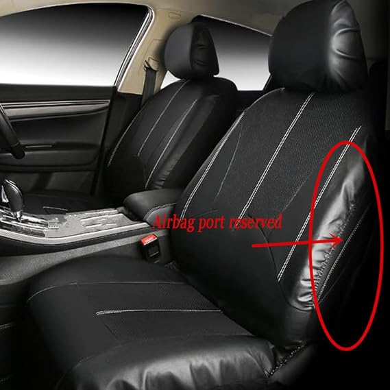 Automotive Seat Covers for VW ID.6 ID.5 ID.4 ID.3 ID3 ID4 ID5 ID6 5-Seat, Fully Covered Leather Breathable Car Seat Covers Full Set,Black