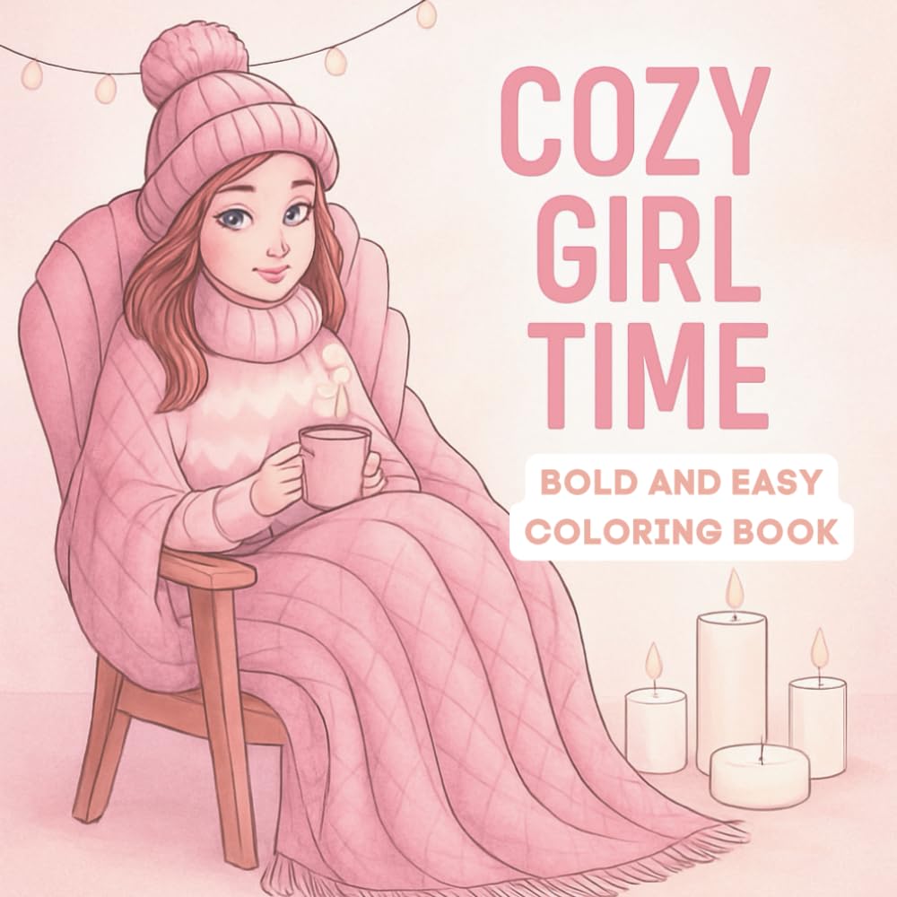 Cozy Girl Time Coloring Book: 40 Bold and Easy Coloring Pages for Relaxation, Comfort & Cozy Evenings