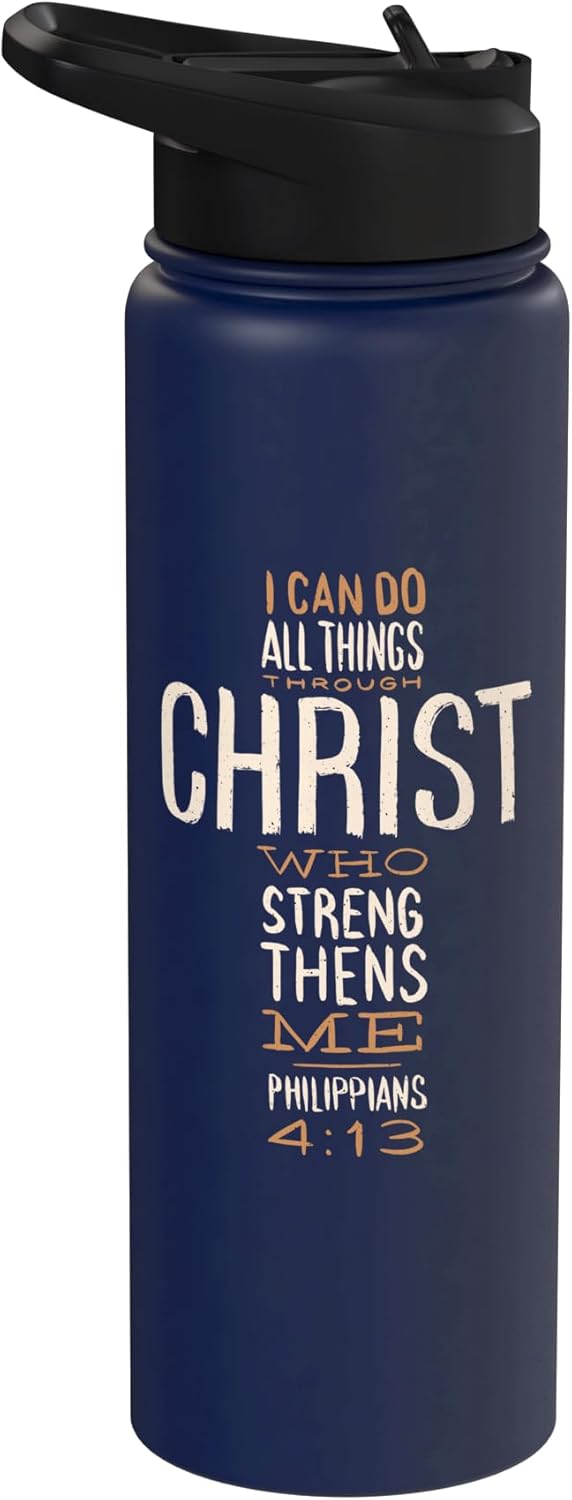 Philippians 4:13 Christ Strengthens Me Verse Stainless Steel Insulated Water Bottle