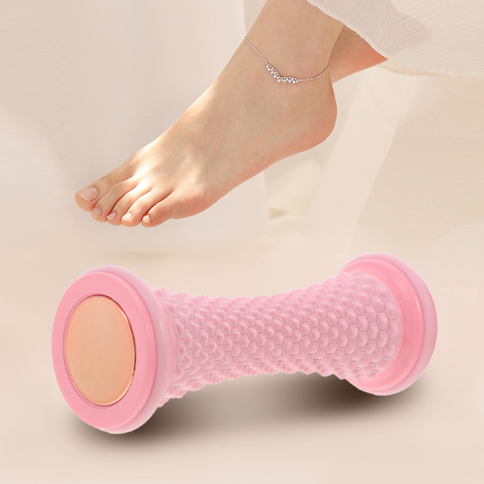 2 Stück Fußmassagegerät aus Tpr und Pvc für Fußsohlenmassage | Rosa, Tragbares Rollenmassagegerät, Manuell Nutzbar, als Fuß Yoga Rolle