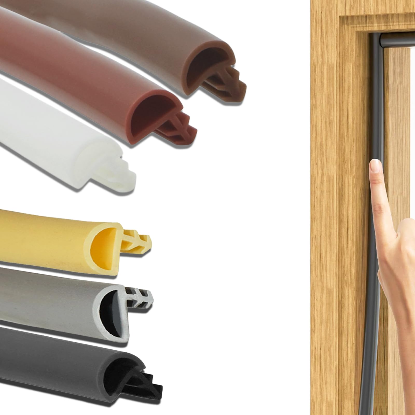 Kit di ricambio per porte e finestre, guarnizione in gomma siliconica, semicerchio, a forma di D, larghezza 1 cm, striscia spogliarello marrone scuro 50 m