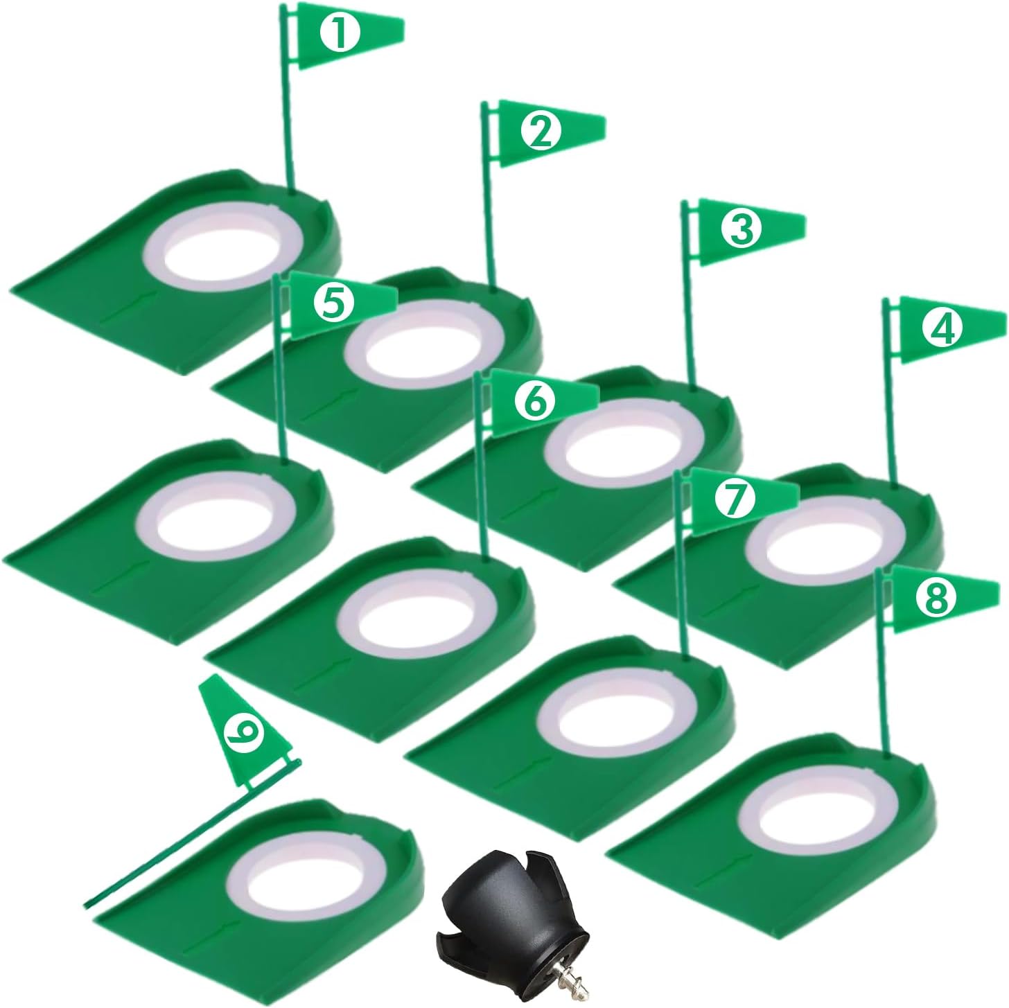 Shu-Ran 9 Pack Golf Putting Cups with Flags, Plastic Golf Training Aids with ...