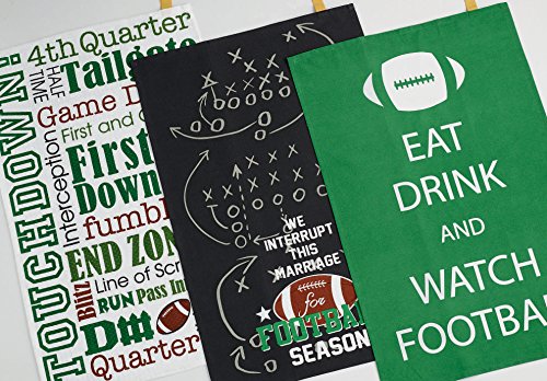 Dii Football Decorations For Home & Kitchen Game Day Party Décor, Dishtowel Set, 18X28, Eat Drink Watch, 3 Piece #TOP1