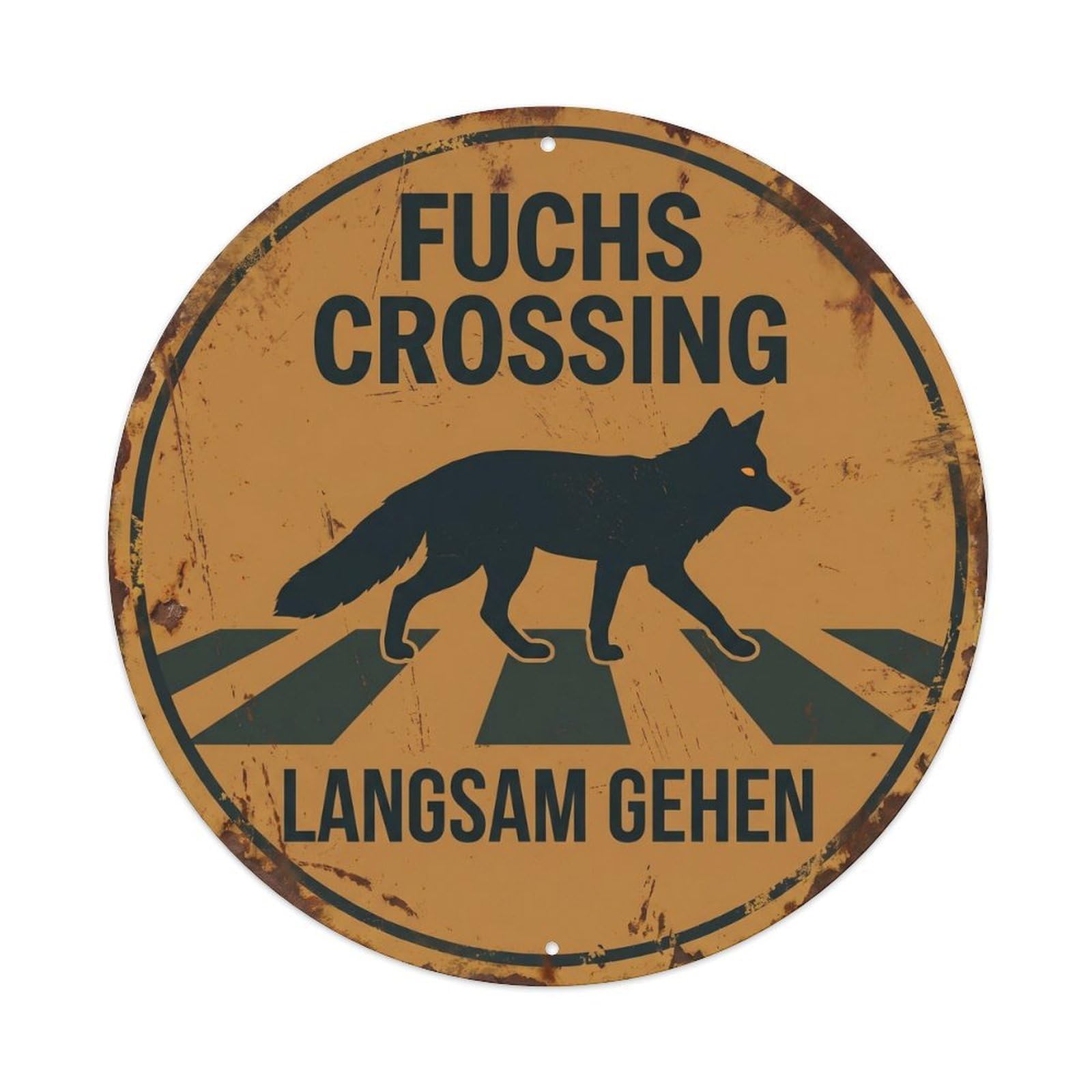 Fuchs Crossing Langsam Gehen Vintage Metal Tin Sign Plaque Wall Decor for Cafe, Club Bar, Office, Garden Metal Poster 8x8Inch