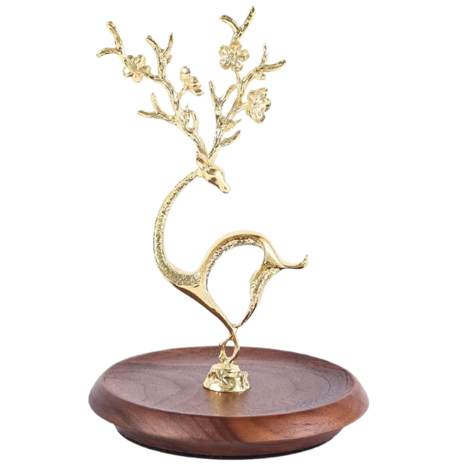 Elnwnnkc Metal Deer Jewelry Holder with Wood Base Bracelets Earrings Necklaces Organiser Desktop Accessories Display Shelf Jewelry Holder