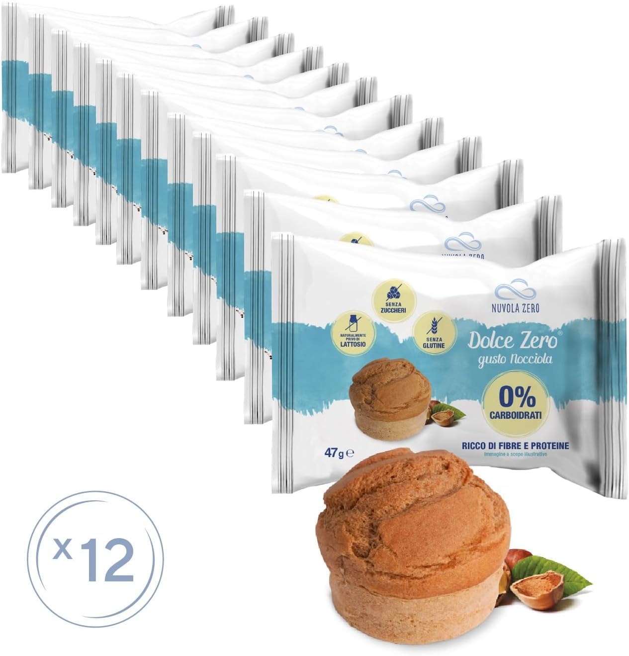 Nuvola Zero Dolce Zero Törtchen Haselnuss 12er-Packung Kohlenhydratfrei Zuckerfrei Laktosefrei Glutenfrei Ballaststoffe Made in Italy