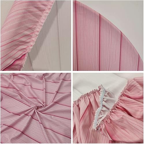 Miniatura 6 de Laeacco Cubierta de fondo redonda de madera rústica de 7.5 x 7.5 pies, soporte de fondo circular de madera retro para baby shower, revelación de