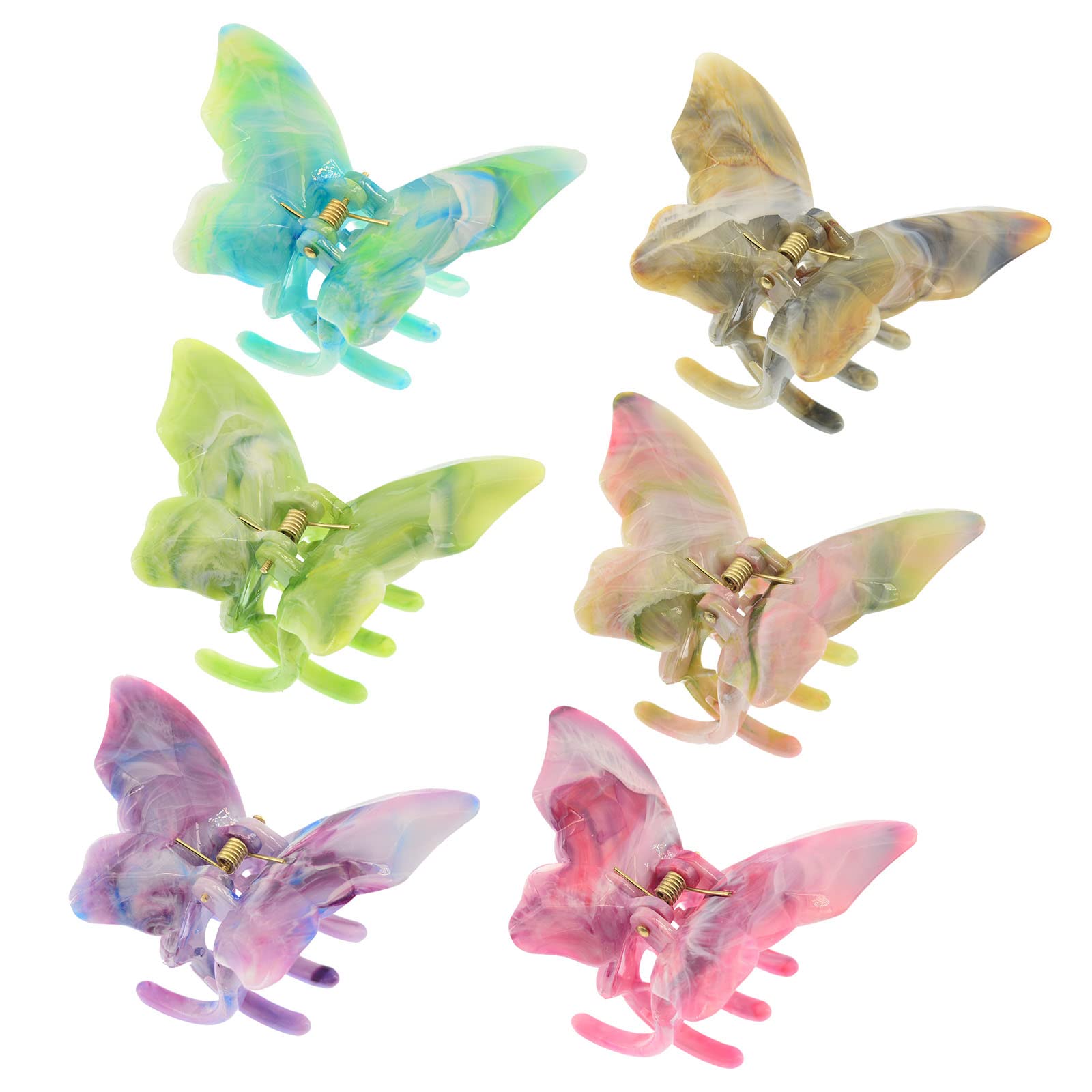 PIDOUDOU 6 Pieces Butterfly Hair Claw Clips Non-slip Hair Jaw Clips Medium Size Hair Clips for Women Girls' Hair Accessories