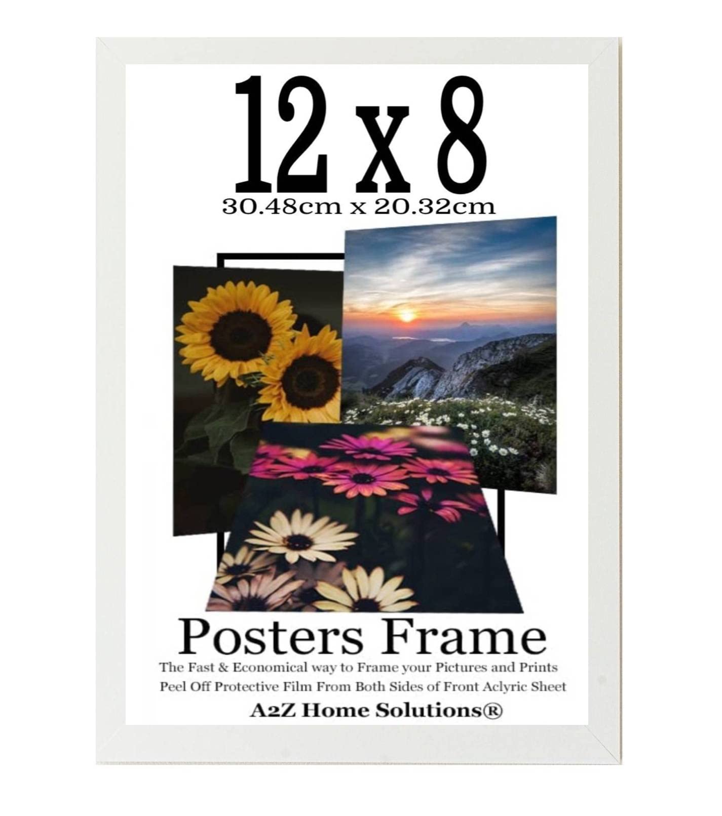 A2Z Home Solutions® Multi Pack 12x8 Photo Frame Multipack with Safe Clear Perspex Front & Wall Hanging Hooks MDF Backboard Display Picture Photograph Portrait or Landscape (Single)