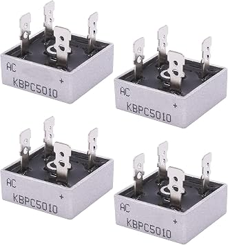 Taiss Bridge Rectifier 100A 1600V 5 Terminals 3 Phase Diode Module MDS-100A + 4Pcs KBPC5010 Bridge Rectifier AC to DC 1000V 50A Full Wave Single Phase Metal Housing