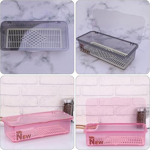 Miniatura 9 de DOITOOL Bandeja de cubiertos de 3 piezas con tapa y escurridor, organizador de utensilios de vajilla y cajones de cubiertos con tapa cubierta para