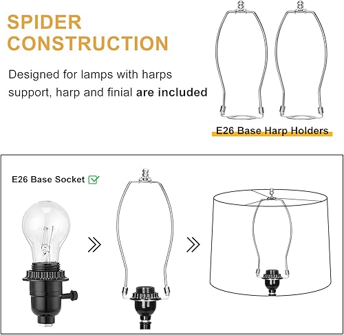 Miniatura 44 de Juego de 2 pantallas de lámpara azules para lámparas de mesa, lámparas de pie, 11.6 pulgadas superior x 12.6 pulgadas inferior x 9.8 pulgadas