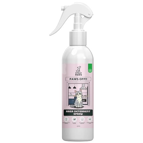 Stray Paws Paws Off Cat Repellent Spray | Keeps Cats & Kittens Away from Furniture, Kitchen Counters & Prayer Rooms | Indoor Area-Off Deterrent | Helps Discourage Scratching & Chewing | 200 ml