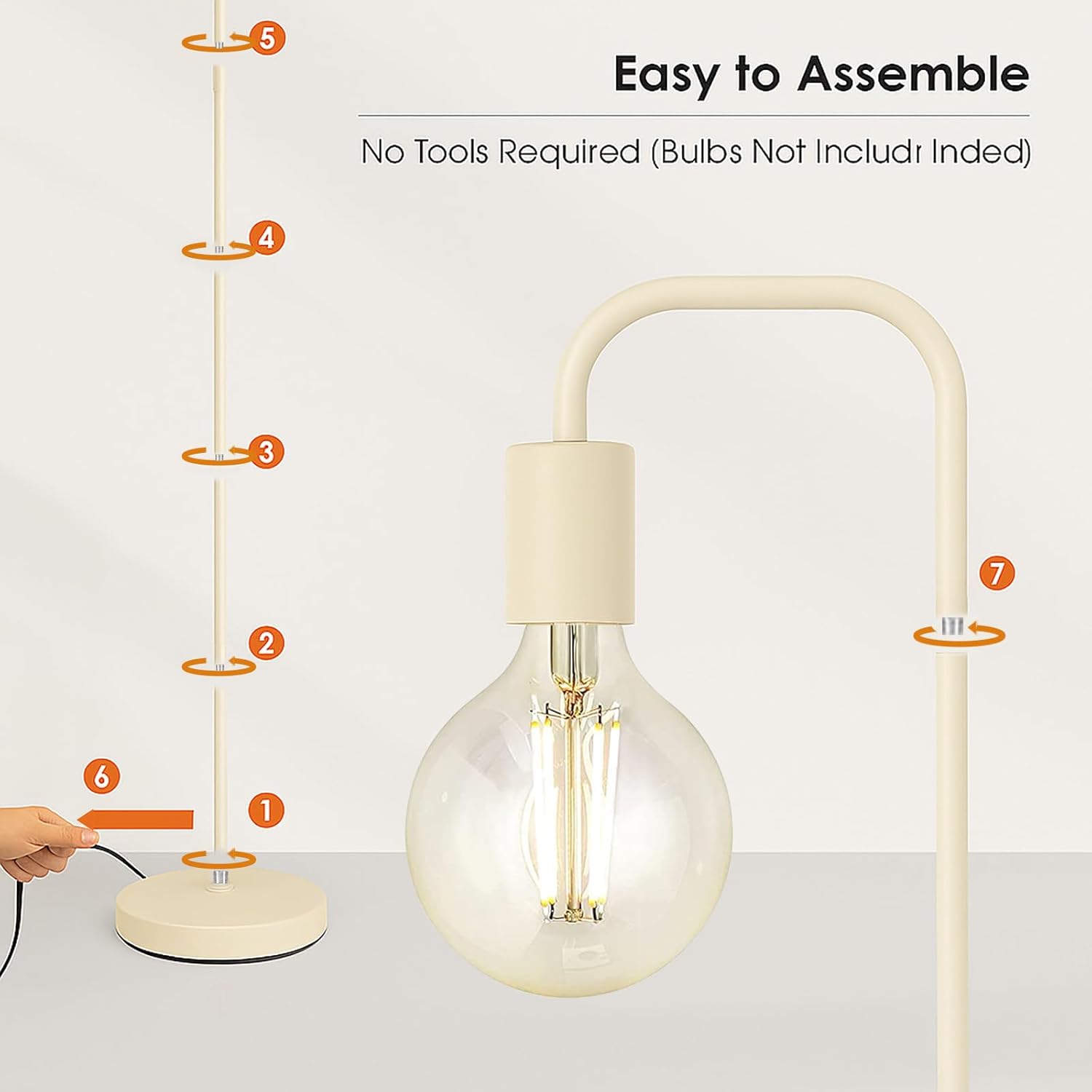 BoostArea Kahki Floor Lamp 63 inch, Modern Cute Floor Lamp, Metal Standing Lamp, E26 Socket, On/Off Footswitch, ETL Listed, Tall Thin Skinny Cool Kids Lamp for Living Room, Bedroom Decor, Minimalist