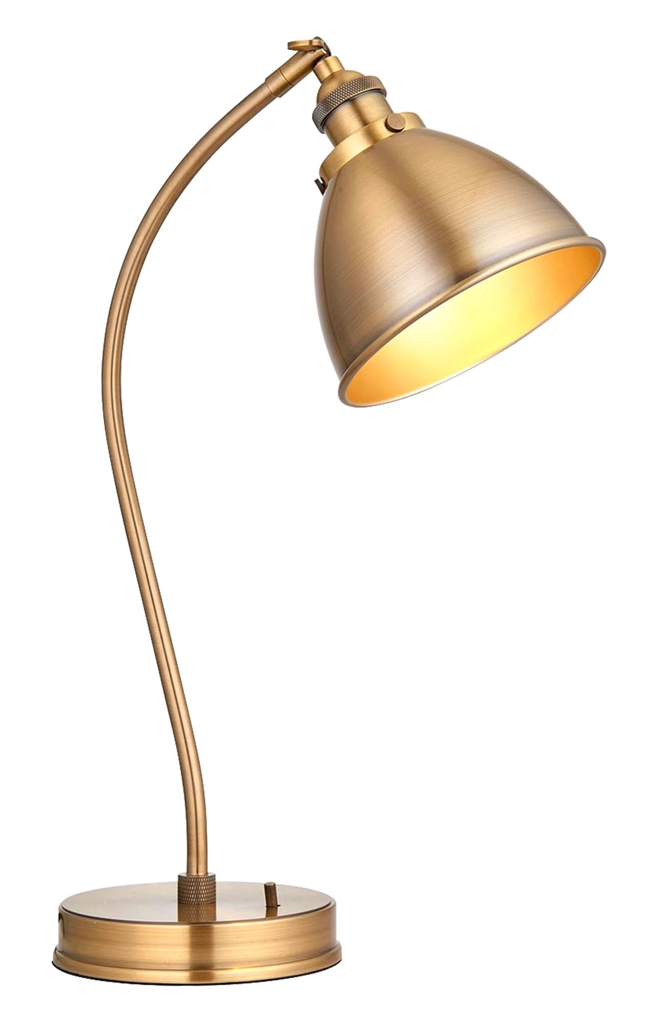 National Lighting Rue Table Light - 460mm x 150mm, IP20 Rated Antique Brass Table Lamp E14 Fitting LED Compatible - Adjustable Arm Desk Light Lamp for Bedroom, Office, Study & Bedside