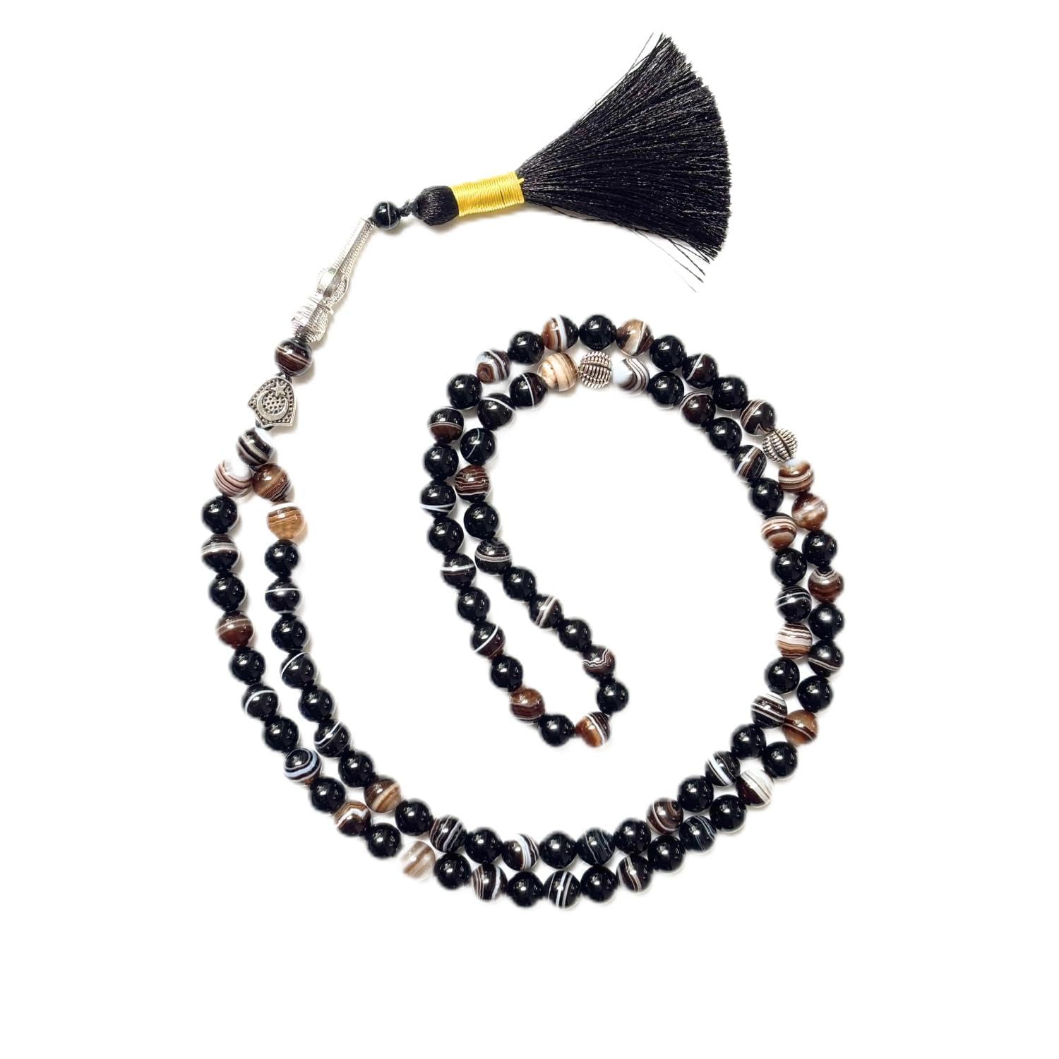 DIYSM 8mm Gemstone Tasbeeh with Metal Charm – 99 Beads Natural Healing Crystal Tasbih for Prayer & Meditation – Muslim Islamic Tasbeeh for Men & Women – Spiritual Gift-image-41