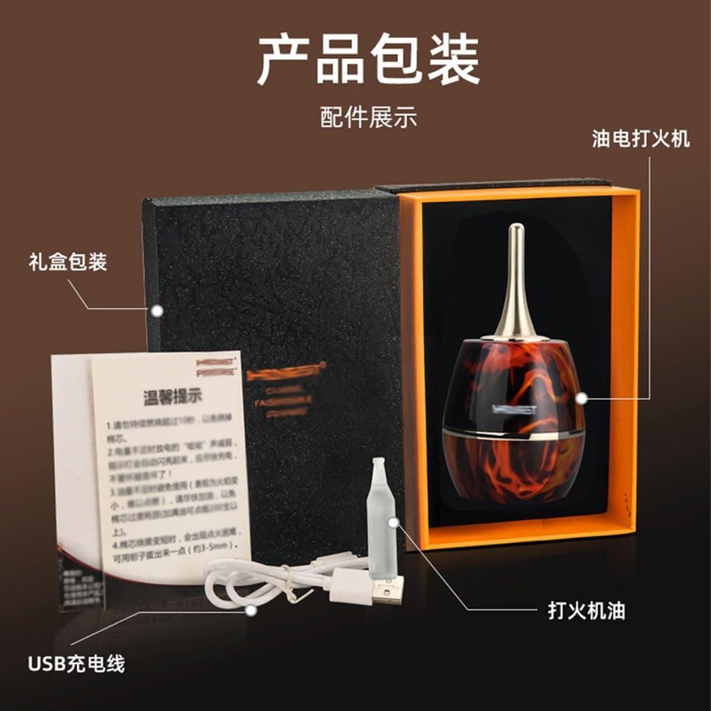 Multifunctional Match Kerosene Lighter, Creative Table Oil Electric Hybrid Lighter, Can Be Filled with Kerosene Storage, Husband and Boyfriend Gift(C)