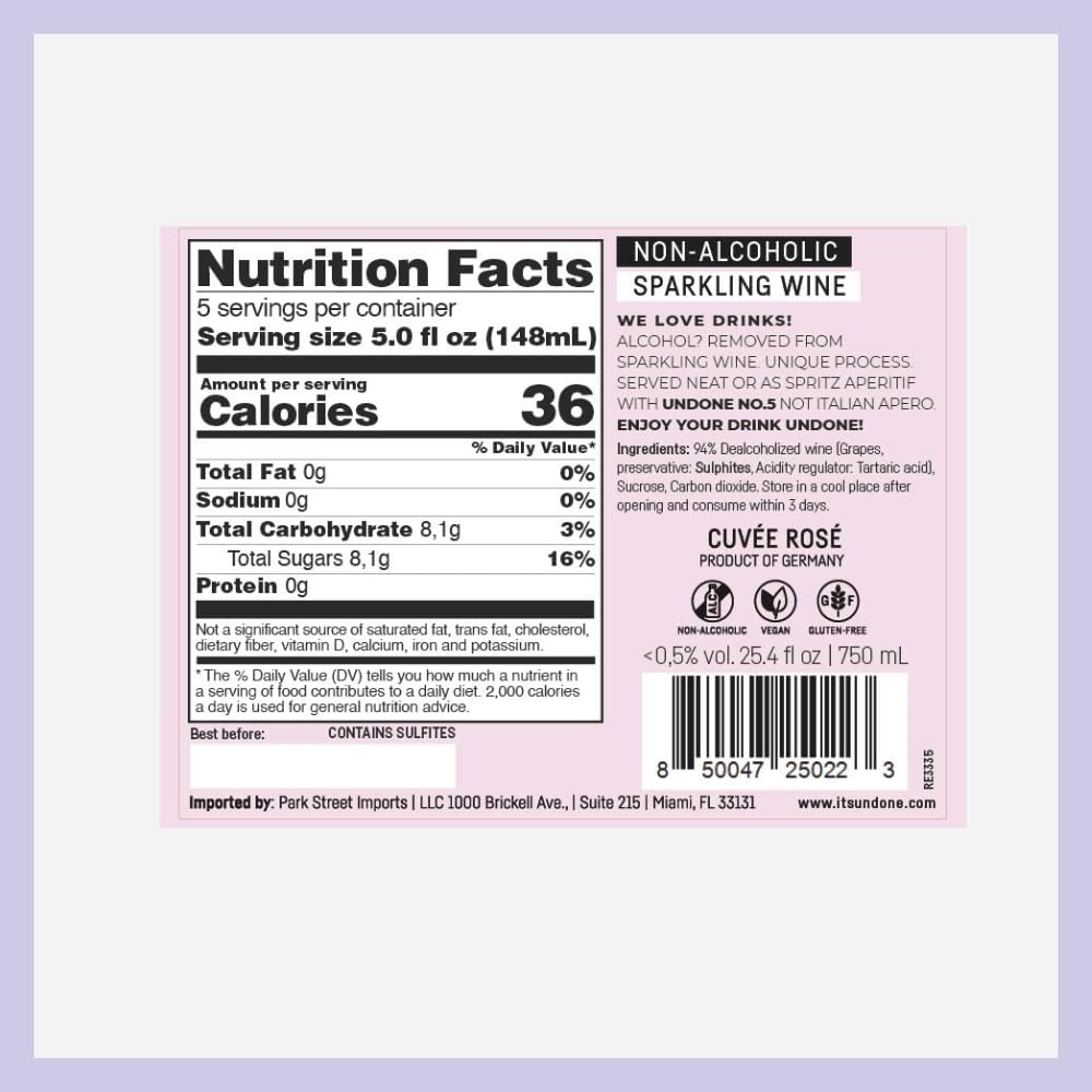UNDONE No. 21 Pop-Up Rosé ​NOT SPARKLING WINE | Premium Non-Alcoholic Rosé Sparkling Wine | 700ml Bottle | Made in Germany