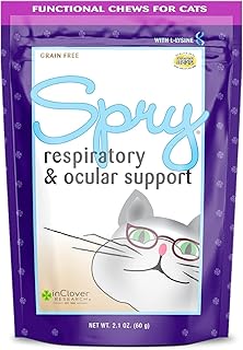 In Clover Spry Daily Respiratory and Ocular Support Soft Chews for Cats, with L-Lysine, Superfoods, and Prebiotics for a Strong Immune System, 2.1 oz. (60 count)