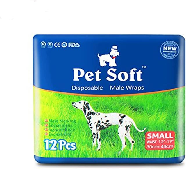 Pet Soft Disposable Dog Puppy Nappies Male - Super Absorbent Male Dog Incontinence Wraps (1S-12, 12.00)
