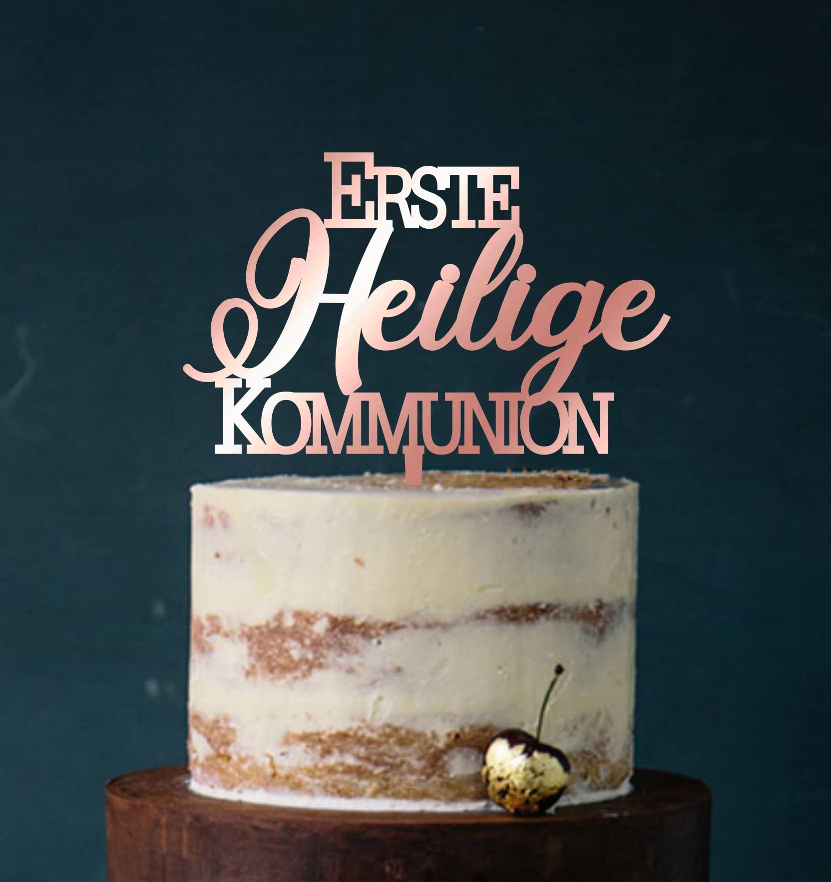 Manschin-LaserdesignCake Topper First Holy Communion Cake Topper Acrylic Wedding Wedding Cake (Mirror Rose Gold (One-Sided)) Item No. 5292