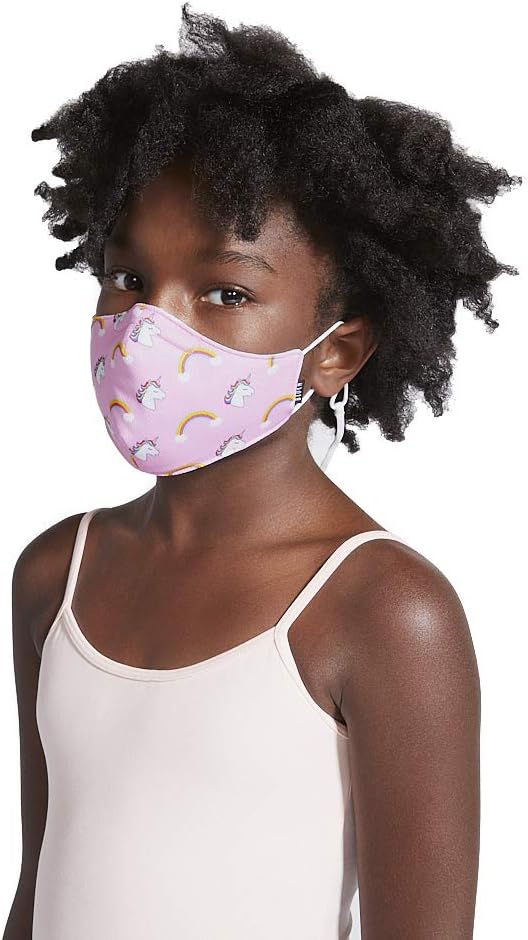 Bloch unisex-child Children's Soft Stretch Reusable Face Mask With Lanyard and Moldable Nose Pad (Pack of 3 Assorted Prints)