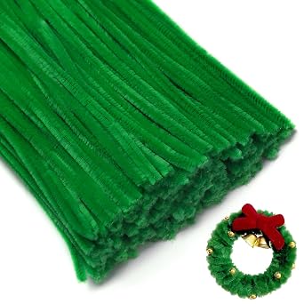 Pipe Cleaners for Crafts, 100pcs Coloured Chenille Stems, 30 cm Craft Pipe Cleaners for Arts, Projects & DIY Decorations Green