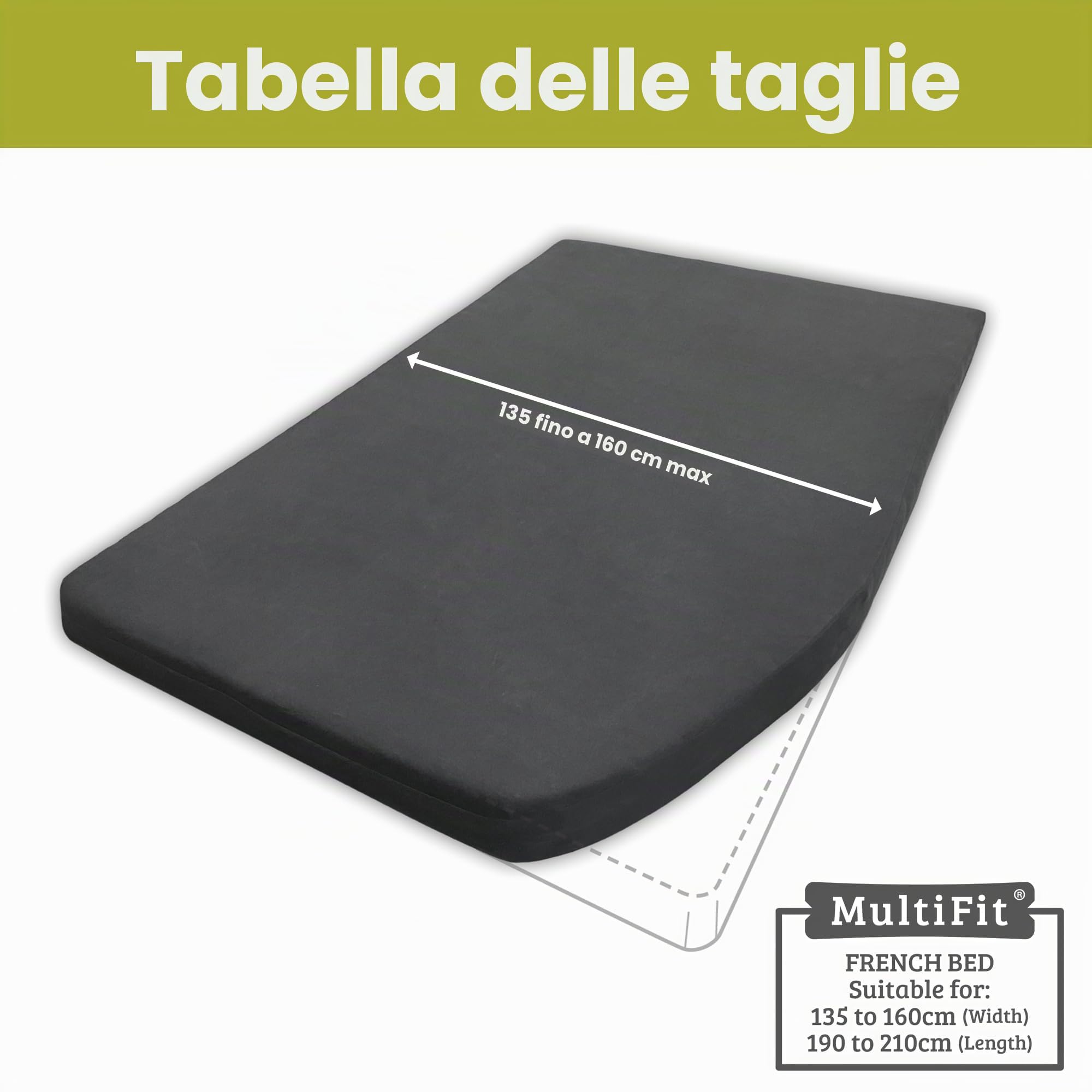 Lenzuola per Camper - Lenzuola Letto Francese - Coprimaterasso Camper - Materassi per Camper - Accessori per Camper - Oeko-TEX - 100% Cotone - Giusto - Antracite