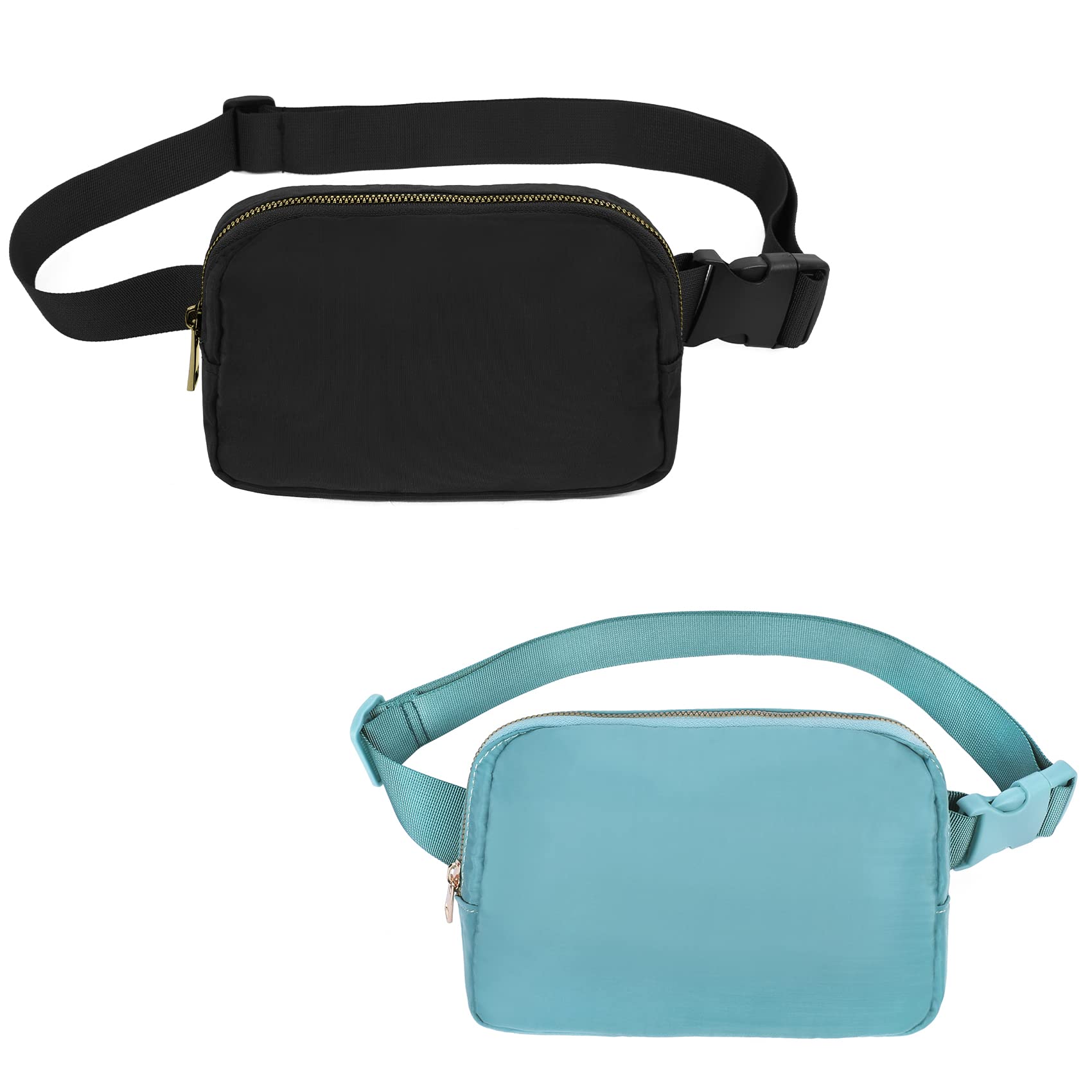 VOROLO Fanny Pack For Women And Men Crossbody Bag Black+Light Blue