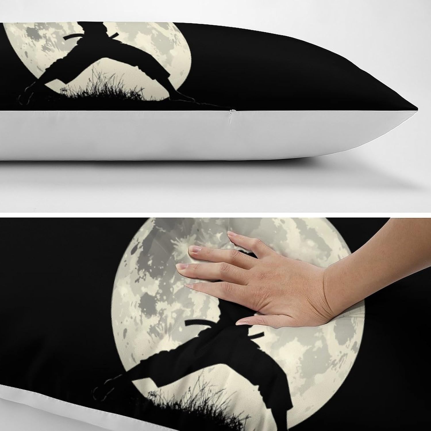 Taekwondo Girl in The Moon Polyester Body Pillow Cover 20×54 Inches Pillowcase Long Cushion Protectors for Bedroom