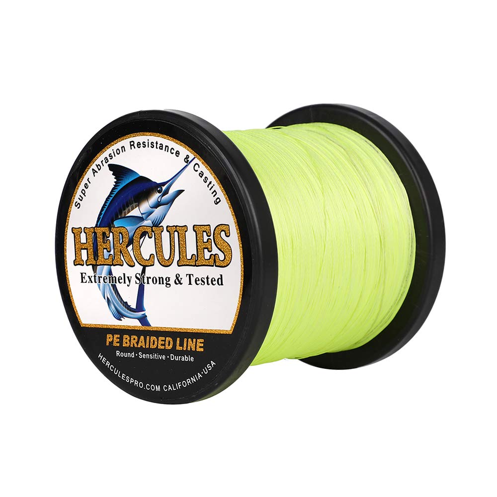 Hercules Super Cast 300M 328 Yards Braided Fishing Line 180 LB Test for Saltwater Freshwater PE Braid Fish Lines Superline 8 Strands - Fluorescent Green, 180LB (81KG), 0.70MM โ image 1