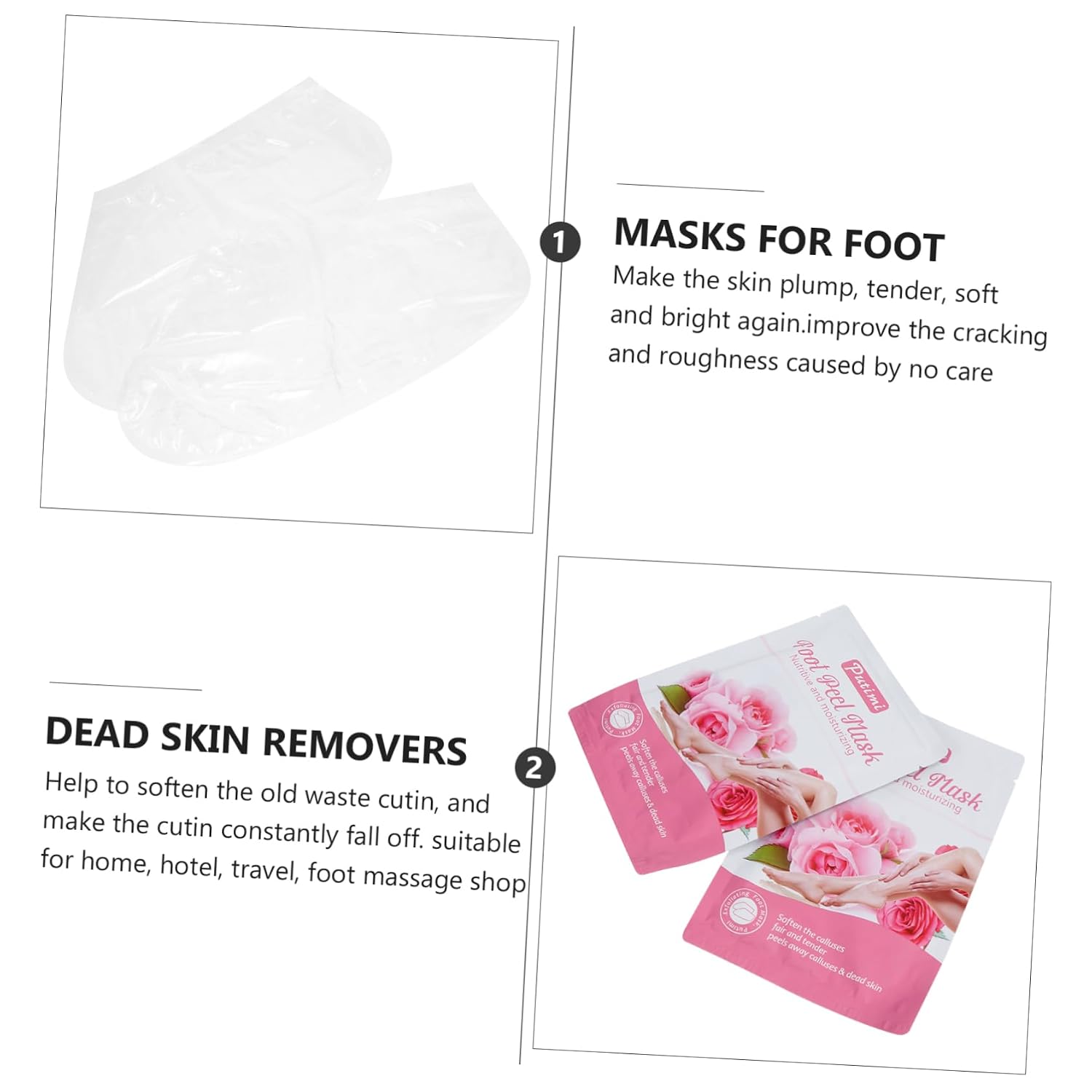 2 Pairs of Foot Callus Remover Masks Exfoliating Foot Care Masks for Rough Dry Skin Moisturizing Ingredients for Home Pedicure
