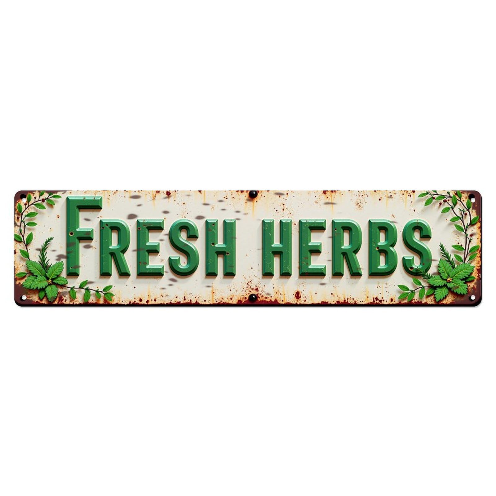 Jdyaojiesheng Vintage Fresh Herbs Sign Pattern Tin Sign Retro Metal Wall Decor Metal Poster, Home Bar Garage Farmhouse Cafe Wall Art Decoration 4X16inch