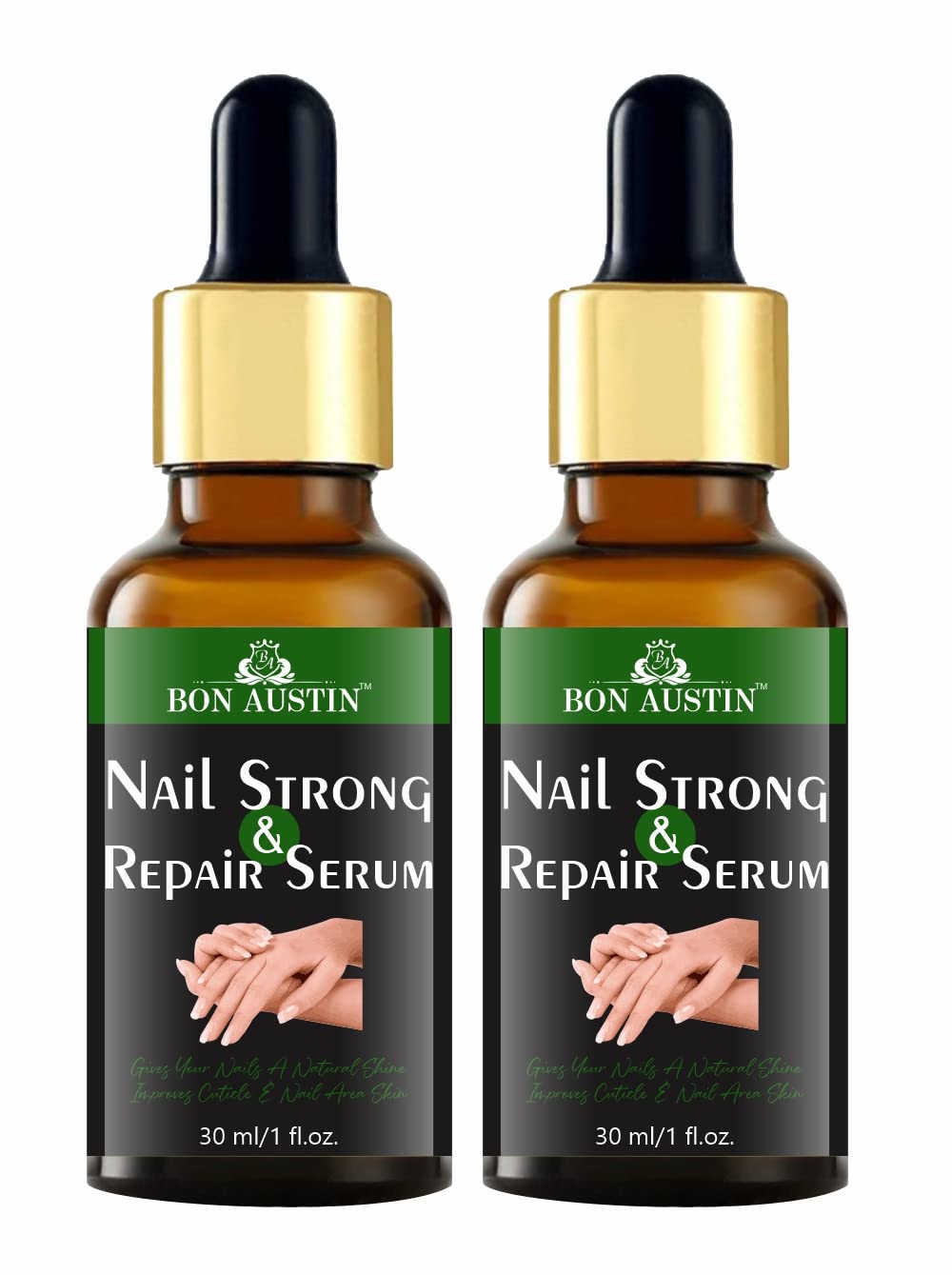 Bon Austin 100% Natural Profesional Serum Nail Strong For Strong, Supple and Shaped Nails Pack of 2 of 30ML (60ML)