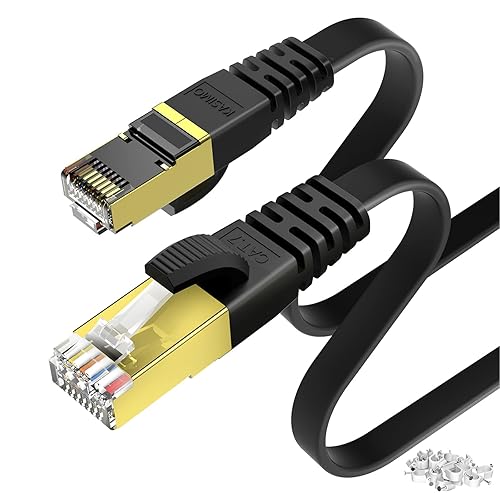 Miniatura 12 de KASIMO Cable Ethernet plano Cat 8 de 20 pies, cable de red LAN de Internet plano de alta velocidad Cat8 de 40 Gbps 2000 MHz SSTP con conector RJ45